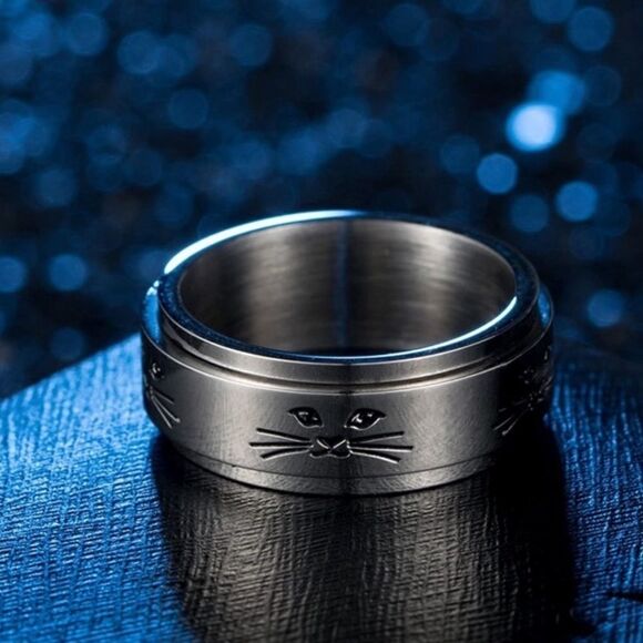 Cat Meditation Anxiety Fidget Spinner Ring - Picture 6 of 7